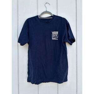 Vans Off the‎ Wall Branded Logo Navy Blue T Shirt, Classic Fit, Medium